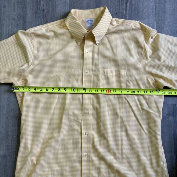 Brooks Brothers Regent Shirt Men's Size 17.5-33 Yellow White Check Non Iron - Picture 5 of 9